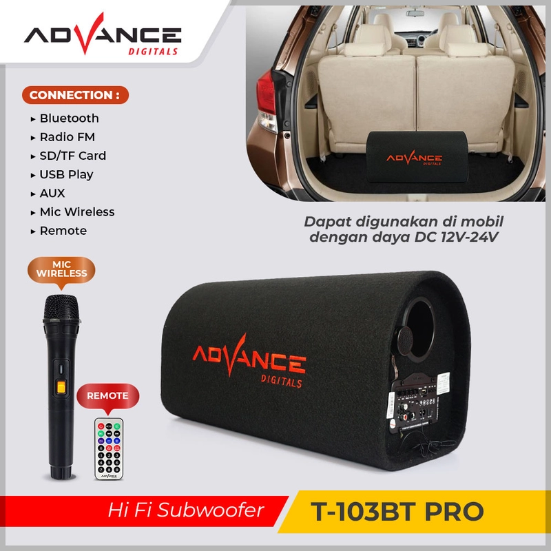 Product image Advance Digitals Indonesia - Subwoofer Bluetooth Speaker T103BT-Pro Suara Bass Super & Fitur Karaoke - Default