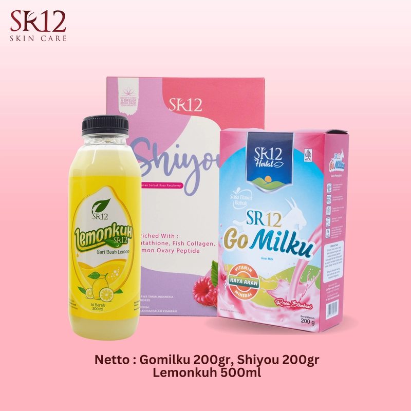 Product image SR12 Bundling Gomilku Shiyou Collagen Drink Dan Lemonkuh Sari Buah Lemon Lemon250ml+Shiyou100 GoMilku Straw 200gr