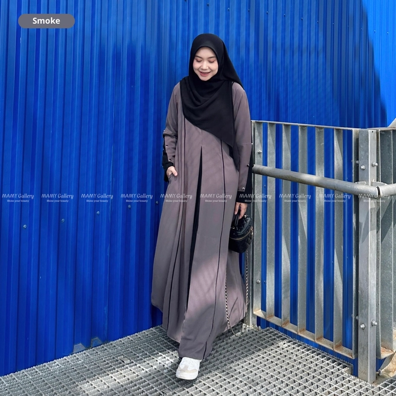 Product image SAHARA ABAYA GAMIS UMROH SERAGAM KAJIAN (PREMIUM QUALITY) All Size fit to XL Smoke