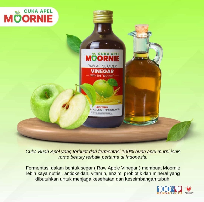 Product image ABUSA HERBAL - Cuka Apel Moornie Raw Apple Cider Vinegar With The Mother 330 ml Asam