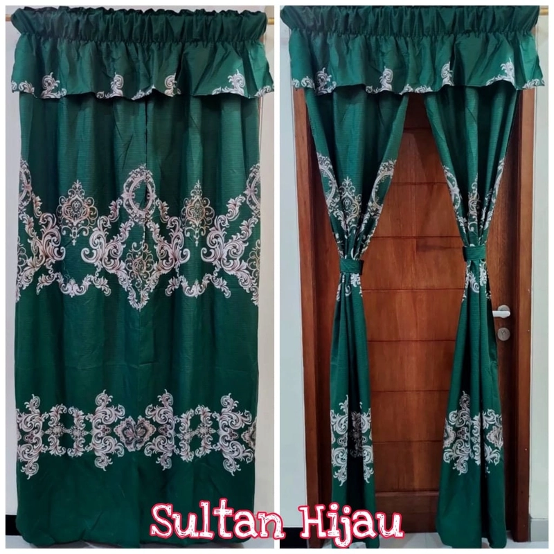 Product image Galeripuko - Gorden serut belah tengah - Batik sultan hijau 300 Batik sultan hijau [PO 3 hari Kerja]