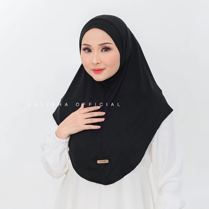 Product image Kalisha official - KALISHA X MIMA Jilbab Instan Kaos Rayon Hijab Bergo Kaos Kerudung Bergo Rayon Vanya Allsize Black
