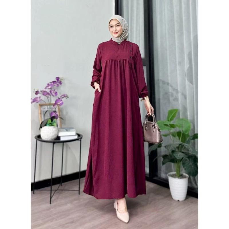 Product image MEQA DAILY - MEGA DAILY - Gita Dress Gamis Wanita Bahan Hyget Super 1073 L Maron