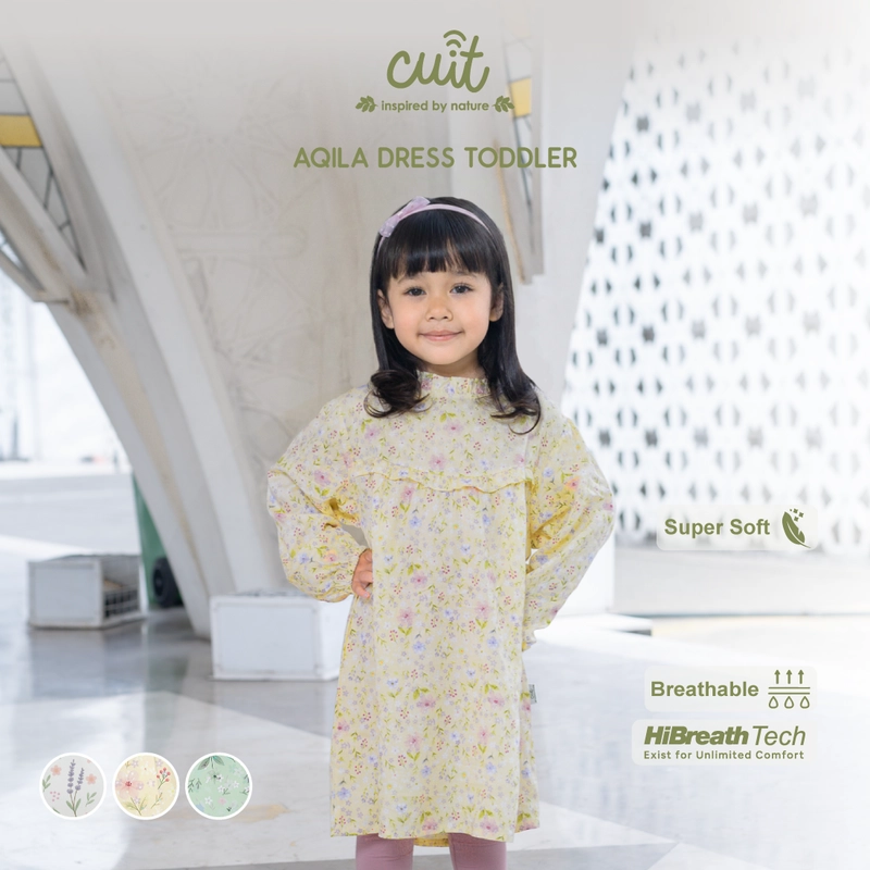 Product image Kintakun Baby - [RAYA SERIES] Cuit Aqila Dress Toddler Viscose Twill Dress Anak Perempuan 3 - 10 Thn 3-4 Tahun Sage Bloom