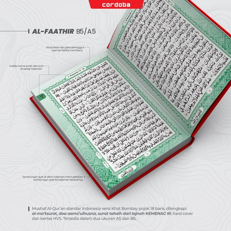 Product image Cordoba X - Grosir (12 pcs) Quran Al Faathir B5 B5 Random