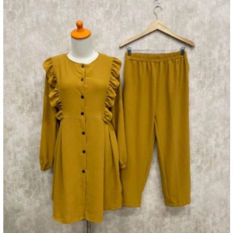 Product image Bursanekashop - MAURAA SET WANITA TERBARU (BAJU TUNIK + CELANA ) allsize mustard