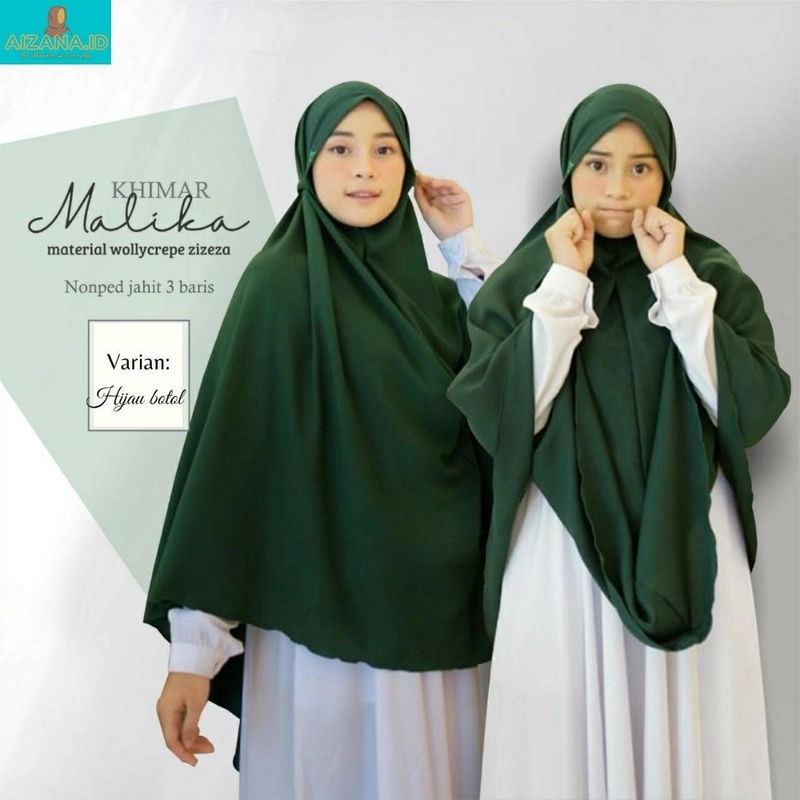 Product image Khimar Cantik Malika Non Pet Tali ekonomis L Hijau botol
