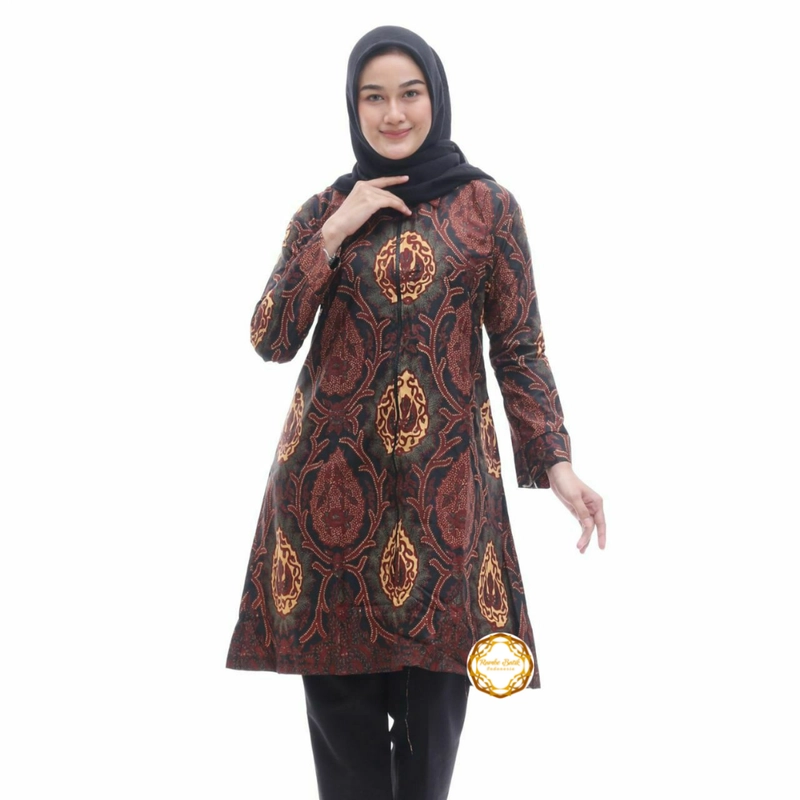 Product image Tunik Zipper - Batik Wanita Unggul Jaya Bahan Halus Tebal dan Anti Luntur - TU1 XXL T2