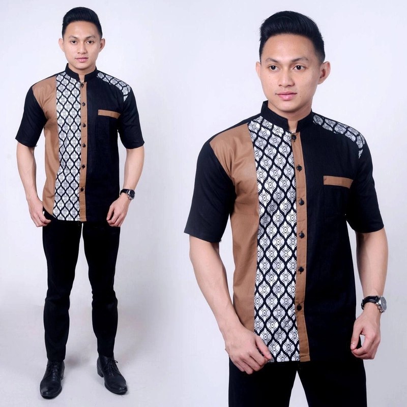 Product image Batik Alfin - Baju koko muslim kombinasi batik keren banget M Coklat