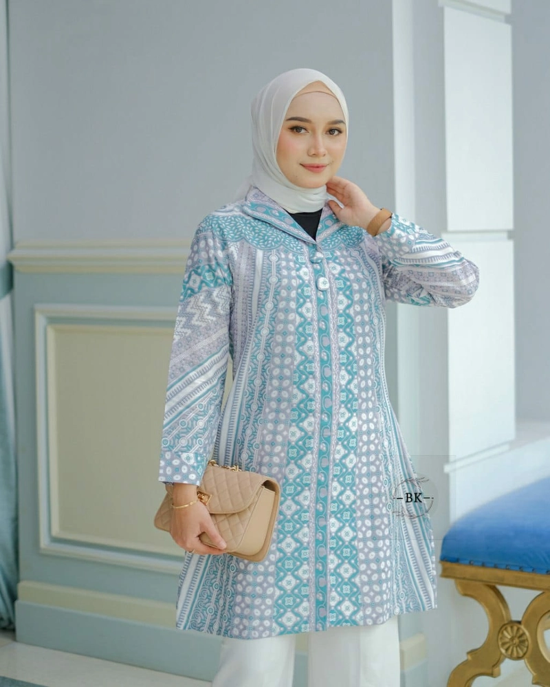 Product image Batik Alfin - Baju tunik atasan model kekinian model terbaru warna soft M Hijaumuda