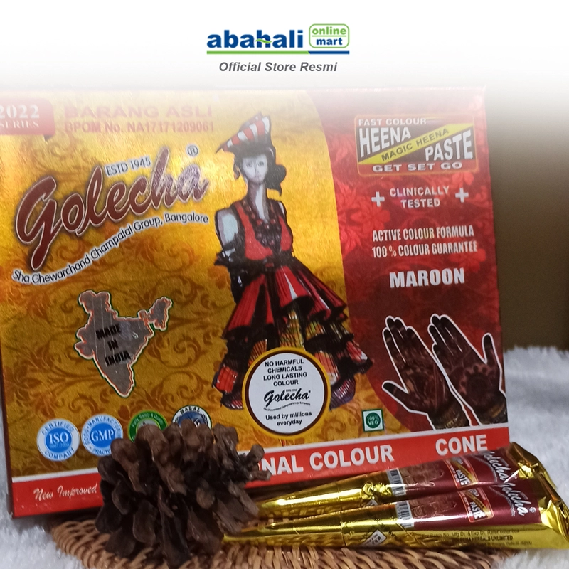Product image Abahali Mart - Henna Golecha Maroon Original Pewarna Tangan & Kuku Aman & Halal 1 pcs Maroon