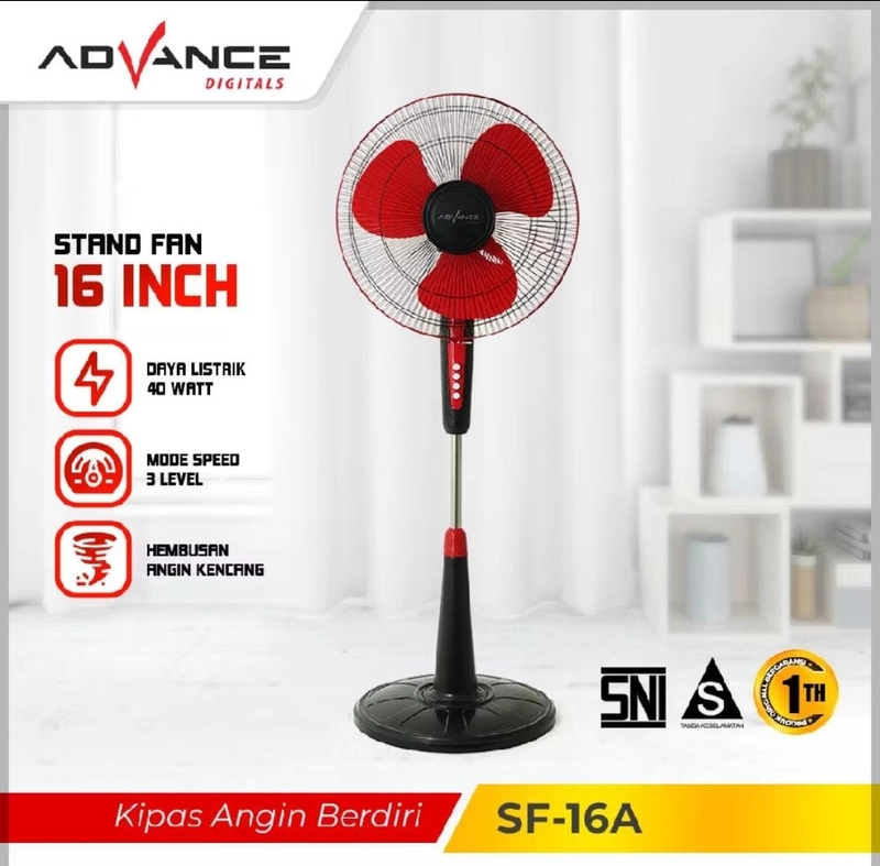 Product image Rizki Electronics - KIPAS ANGIN STAND FAN ADVANCE SF-16A SF-16A MERAH HITAM