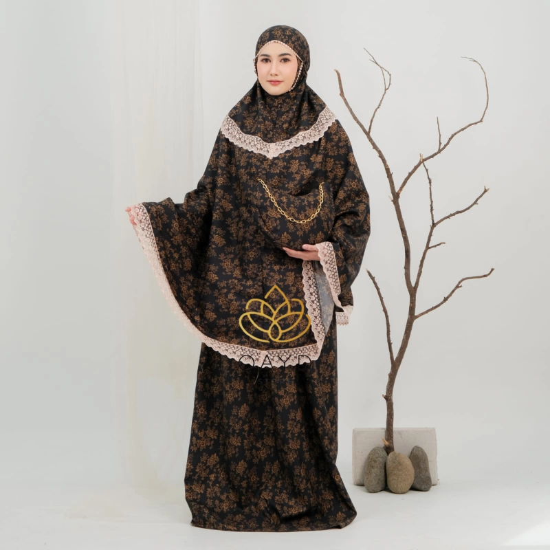 Product image qaydstoreid - Mukena Citra 2in1 Foil Premium foil hitam foil hitam