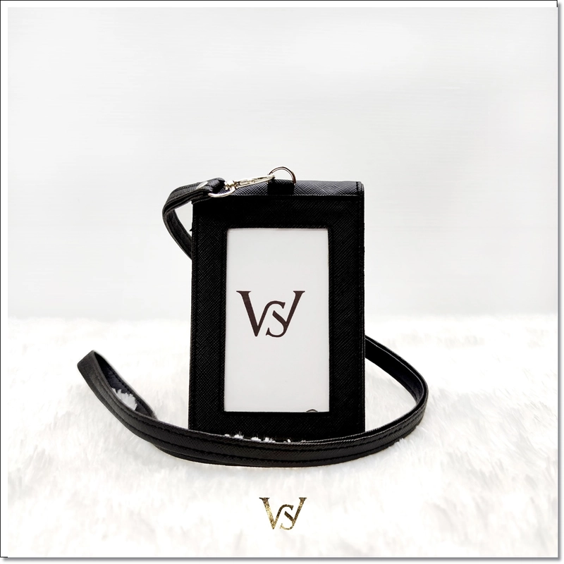 Product image Lanc Fashion - Dompet Kartu Flip ID Card Holder Bigger Plus Lanyard Full Leather Slim NEW WARNA HITAM