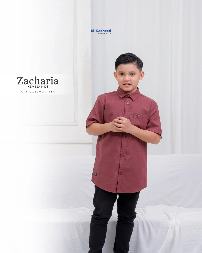 Product image Yasmeera Official - Baju Kemeja Zacharia Anak XS C1 - OXBLOOD RED