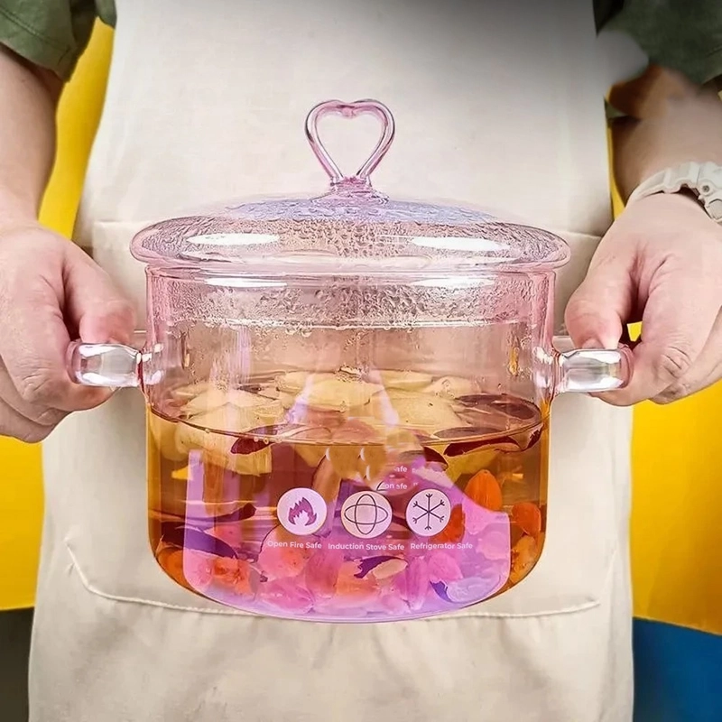 Product image RUMAH RAYA - (PO) Panci Kaca Cooking Pot Tahan Panas - TH-15 15 cm Pink