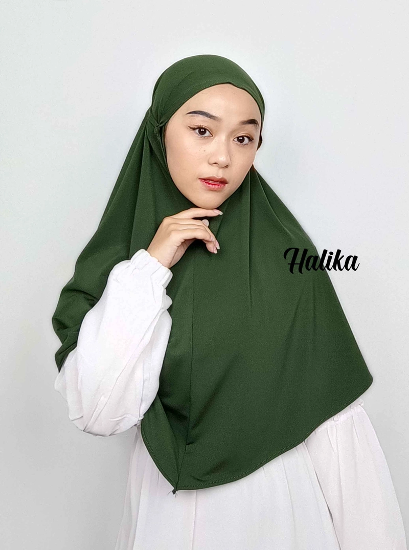 Halika - Bergo Tali Jersey All Size Army