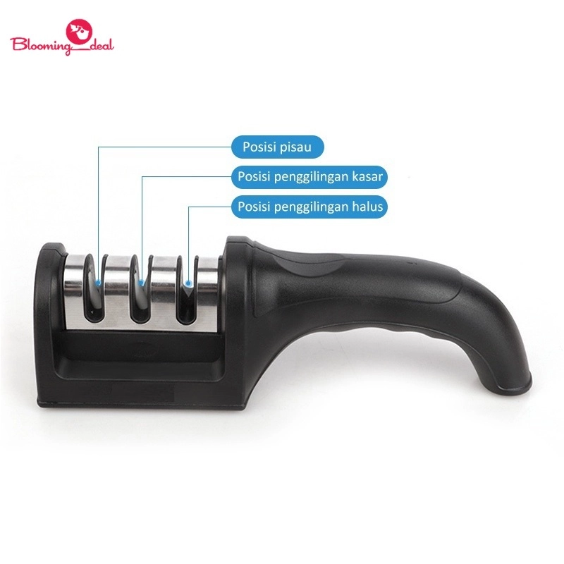 Blooming_Deal - Alat Pengasah Pisau Gunting dengan Pegangan Ergonomis / Asahan Pisau 3 Tahap / Knife Sharpener PENGASAH RANDOM