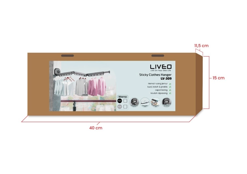 Product image Liveo - JEMURAN STICKY CLOTHES HANGER LV-309 1050 abu abu