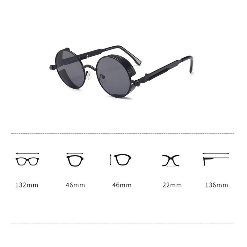 Product image GAWUNG - Kacamata Hitam Vintage Retro Bulat lingkar Wanita Pria KKVRBH dewasa hitam