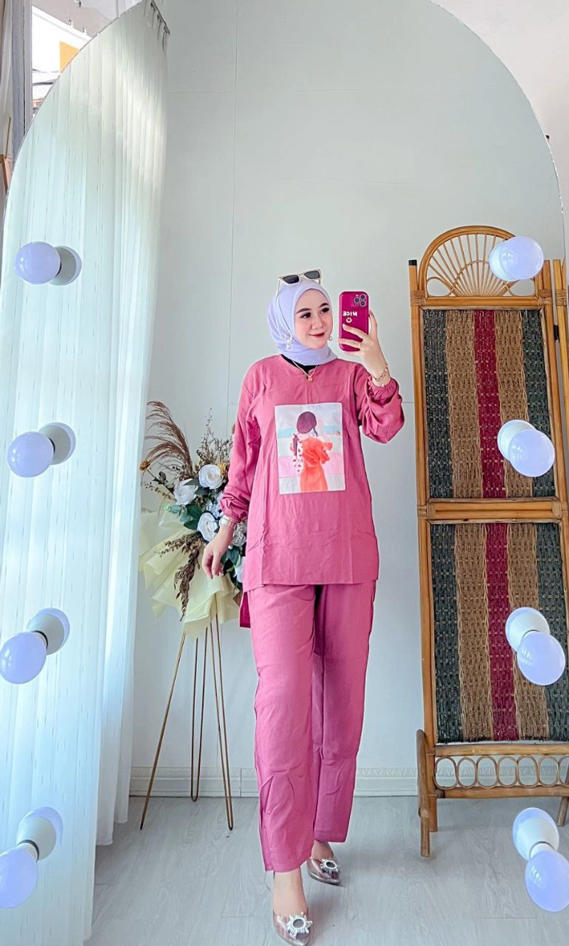 Product image Rambe Batik Indonesia - Onset Sridevi Premium Allsize Pink
