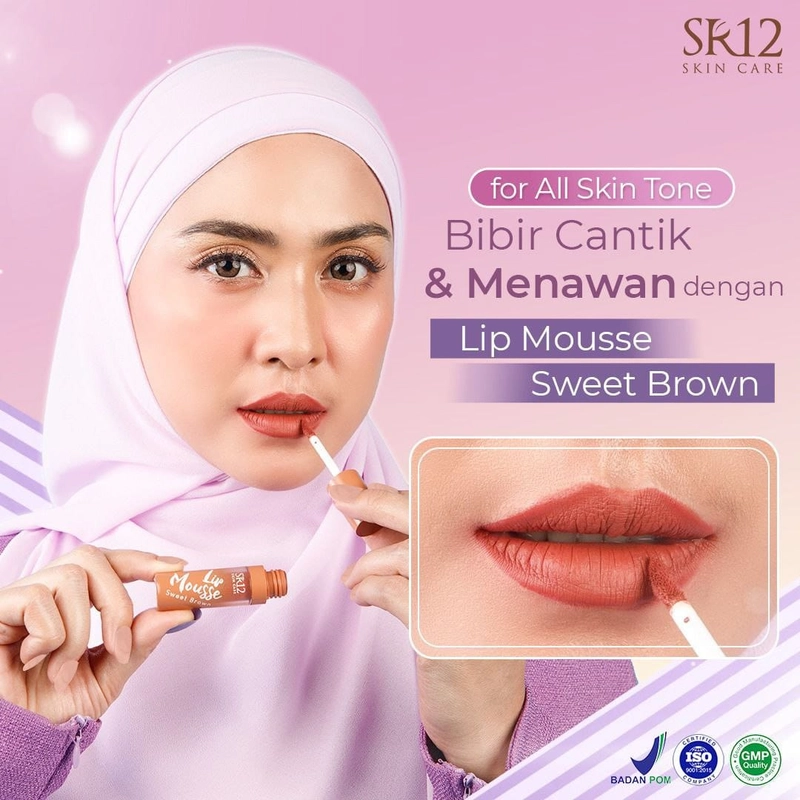 Product image Lip Mousse SR12 Long Lasting Ringan Matte Warna Cantik Tidak Bikin Bibir Kering Pecah-Pecah LIP MOUSSE SWEET BROWN