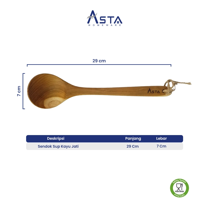 Product image Asta Homeware Official - Asta Sendok Sayur Kayu Jati Centong Sup Gagang Panjang 29 cm Size Sendok Kayu Jati