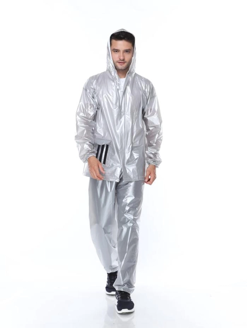 Product image 4zima - Bromo 3G Jas Hujan Setelan Dewasa Strip Saku All Size Silver