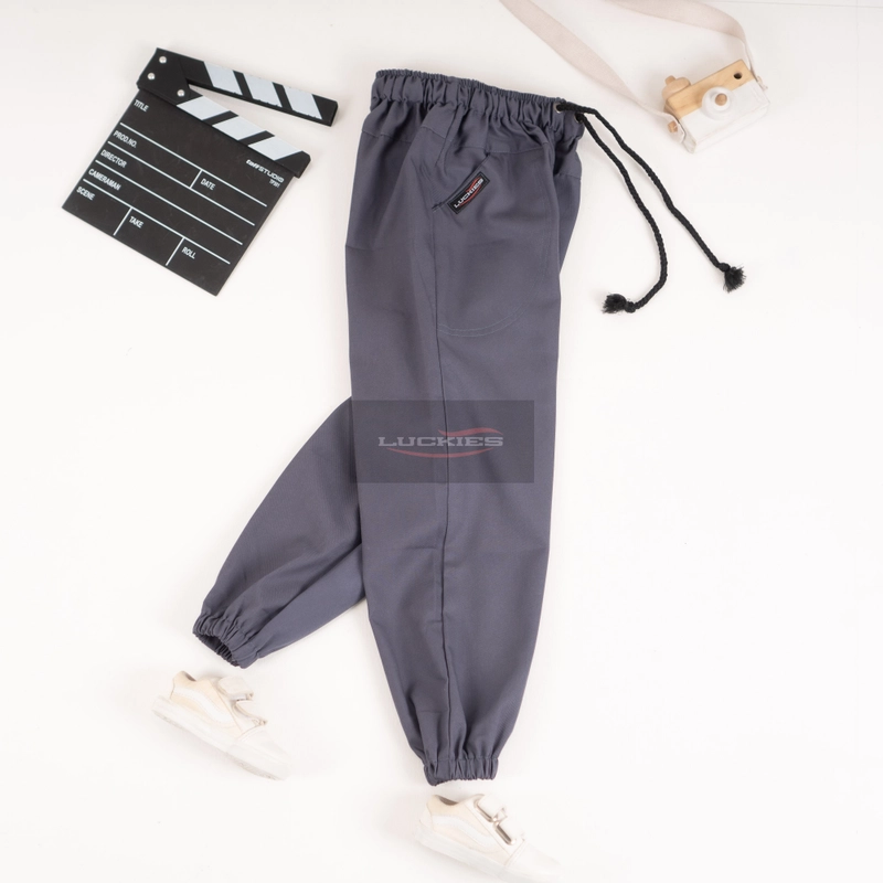 Product image Luckies - Celana Jogger Anak 1-15 Thn Pinggang Karet Chino Distro Luckies Brand Hitam Abu Navy 2 Hitam