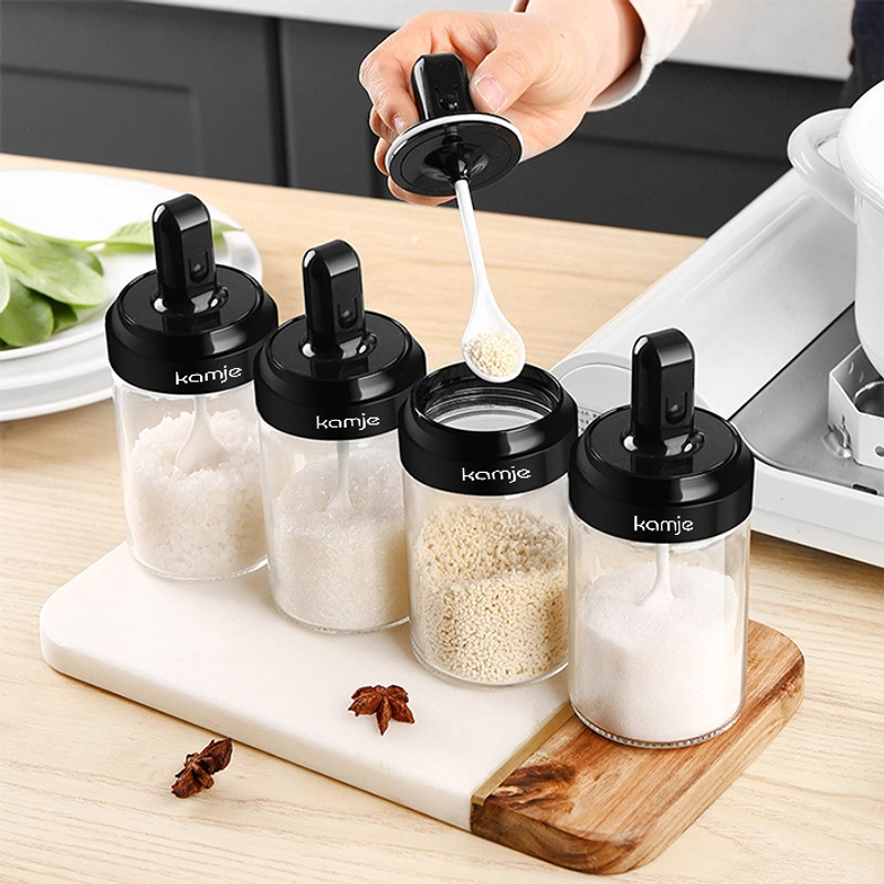 Product image KAMJE Toples Botol Wadah Tempat Bumbu Dapur Kaca Aesthetic Free Sendok KMJ018 KMJ018 RANDOM