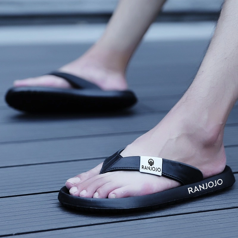 Product image Ranjojo - Sendal Jepit Pria BR05 Kasual Ringan Musim Panas Slide Cowok sandal japit jalan 42 BLACK
