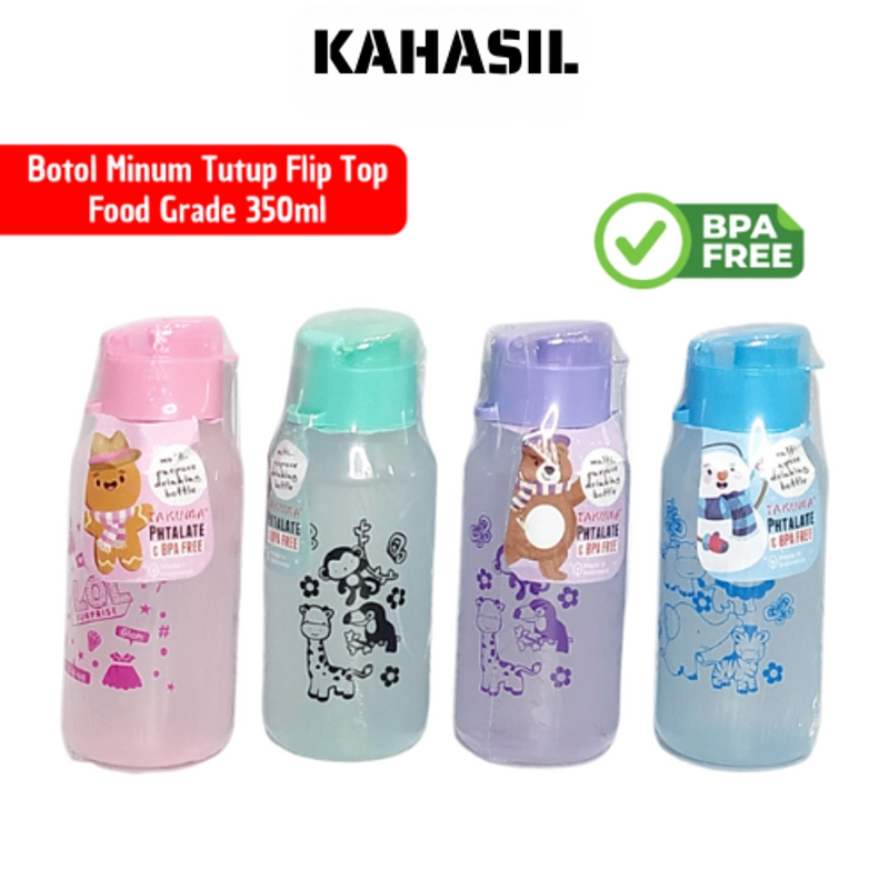 Product image KAHASIL - Botol Minum BPA Free 350ml Bottle Tempat Air Tutup FlipTop Souvenir Ulang Tahun Bingkisan KMJ190 TOSCA