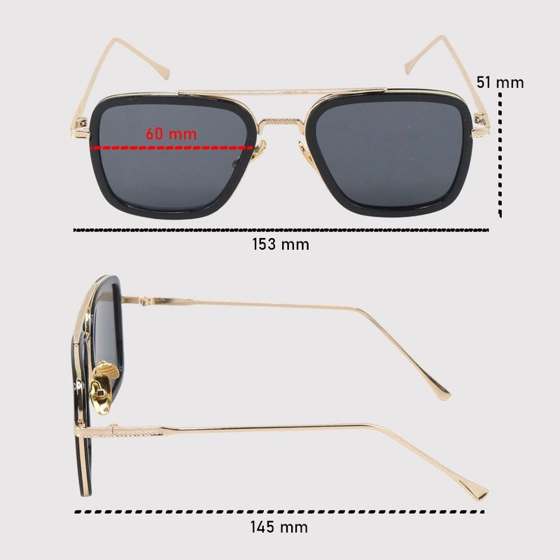 Product image RAYATORY - Kacamata Steampunk HD Polarized Sunglasses - 66218 Set Box+Kain Black Gold