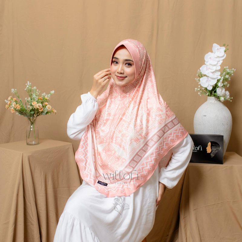 Product image Sakura Baru X Willofi - Hijab Instan Sublim Motif Aster Pad Instan Syari Premium Daily Bergo Standar WL-ASTER-PAD-SALEM