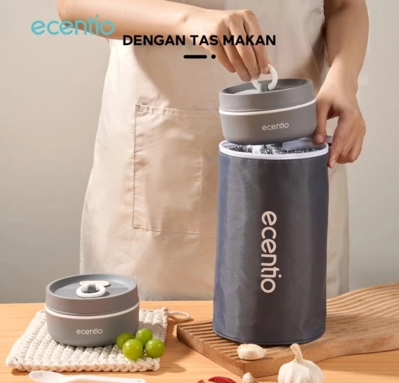 Product image Rizki Electronics - Ecentio 3pcs Kotak Makan Stainless Steel Bulat 1 pcs kotak makan Grey
