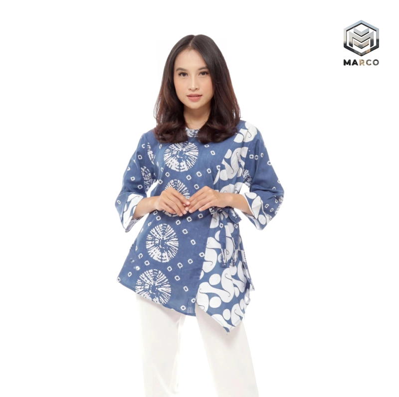 Product image MARCO - Baju Batik Wanita Modern Monalisa Genes Kantoran Asli Pekalongan L Jumputan Seno