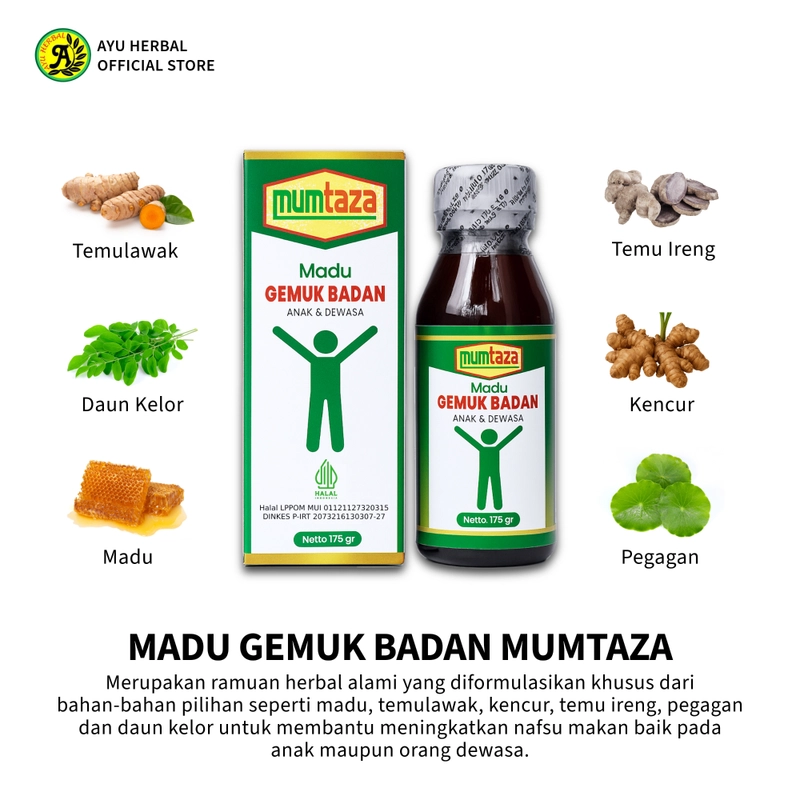 Product image Madu Gemuk Badan Anak & Dewasa Mumtaza - Herbal Nafsu Makan / Membantu Menambah Berat Badan 175 gram