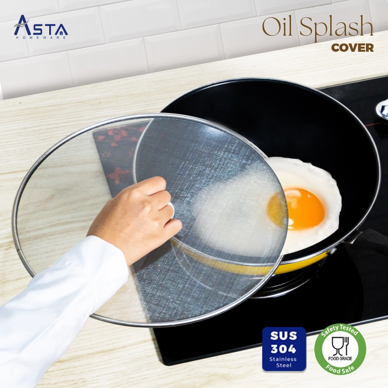 Product image Asta Oil Splatter Stainless Steel Pelindung Percikan Minyak Handle Atas 25 dan 33 cm Size 33cm