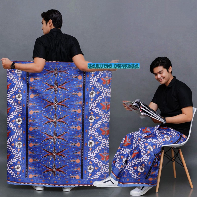 Product image Kois Batik - Sarung dewasa Batik Pria Baru anti Luntur Motif sanjaya biru Sarung dewasa Sarung sanjaya biru