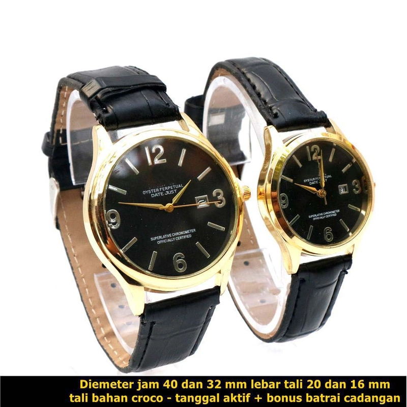 Product image Lanc Fashion - Jam Croco Fashion Kulit Oysterdate Tanggal Couple WARNA HITAM