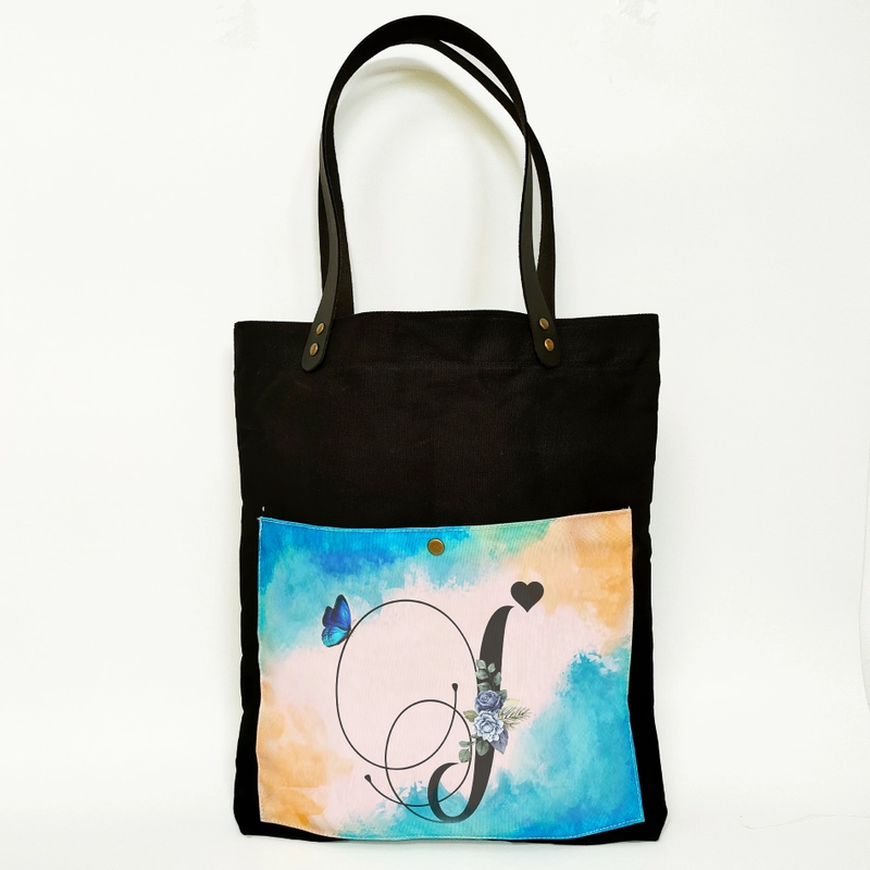 Product image Dewani - Dewani Totebag Hitam ALP-HS-I Tas Kanvas Seri Alphabet 40X36X5 Hitam