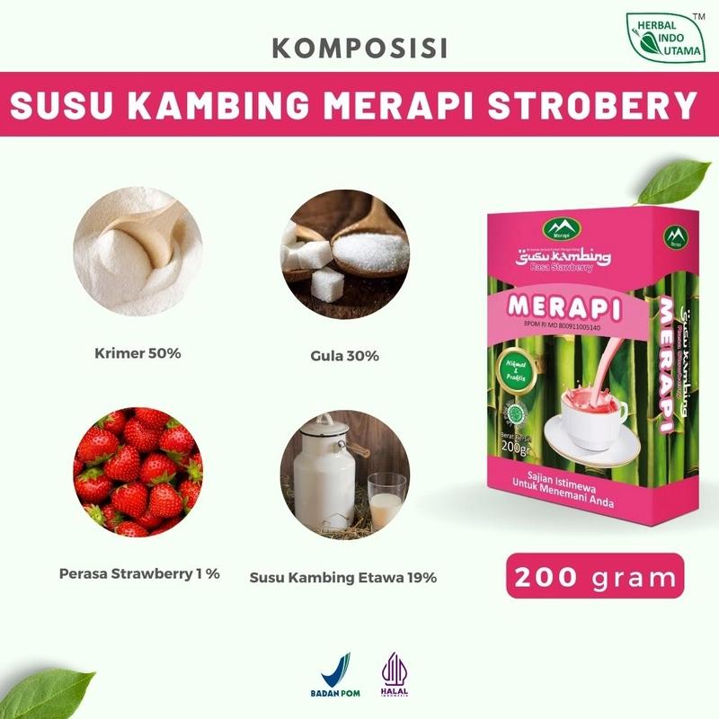 Product image Herbal Indo Utama - SUSU Kambing Etawa Merapi 200 gr Herbal Indo Utama 200 Strawberry