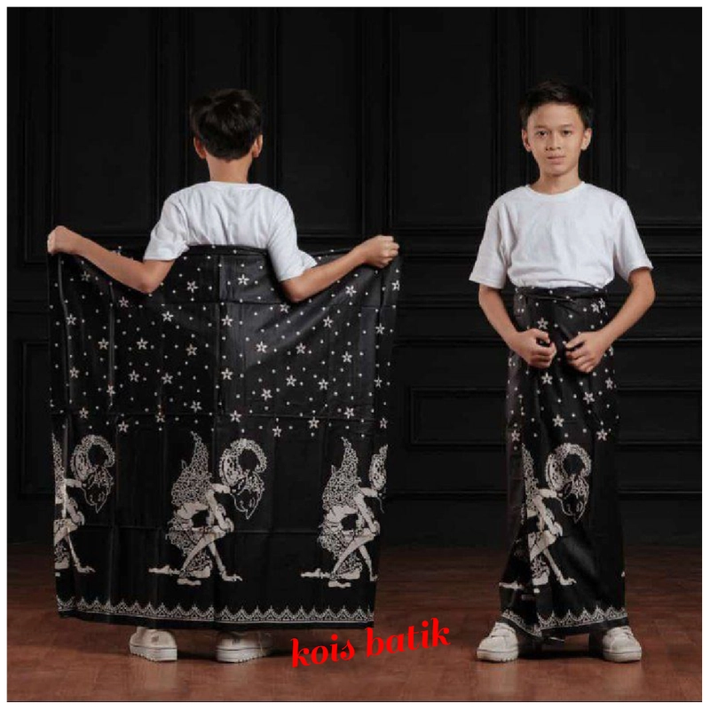 Product image Kois Batik - Sarung remaja usia 7 sampai 18 tahun bahan bagus katun prima motif wayang 110x210 Hitam