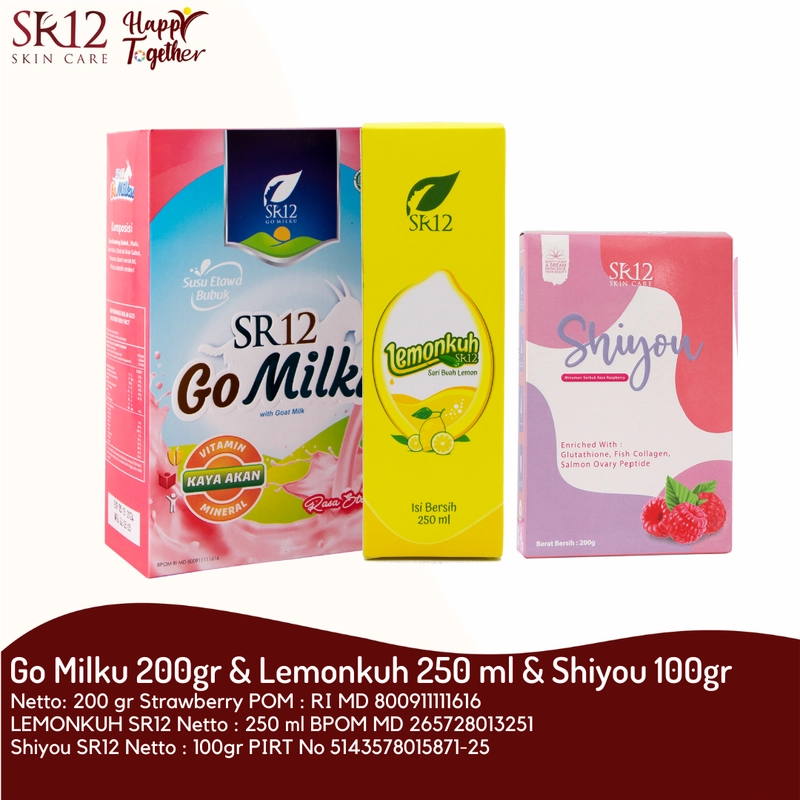 Product image SR12 Bundling Gomilku Shiyou Collagen Drink Dan Lemonkuh Sari Buah Lemon Lemon250ml+Shiyou100 GoMilku Straw 200gr