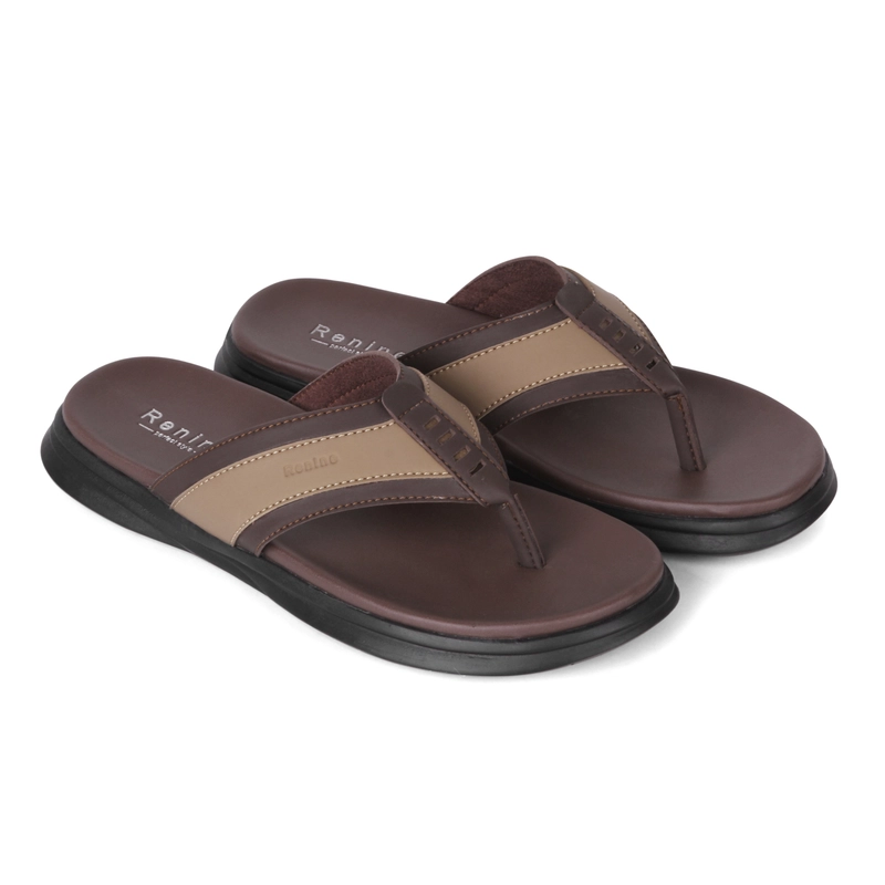 Product image RENINE ALZ 9002 Black - Coffee Sandal Kulit Pria Jepit 40 Black