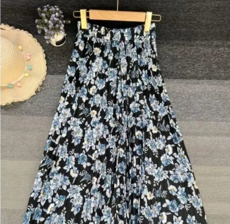 Product image ALMIRA STORE - ROK PLISKET PREMIUM MOTIF (PART 2) / ROK KOREAN FLOWER / ROK TUTU BUNGA One Size Peony Hitam