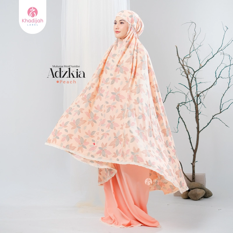 Product image KhadijahLabel - Mukena Jumbo Dewasa Motif Adzkia Jumbo Peach