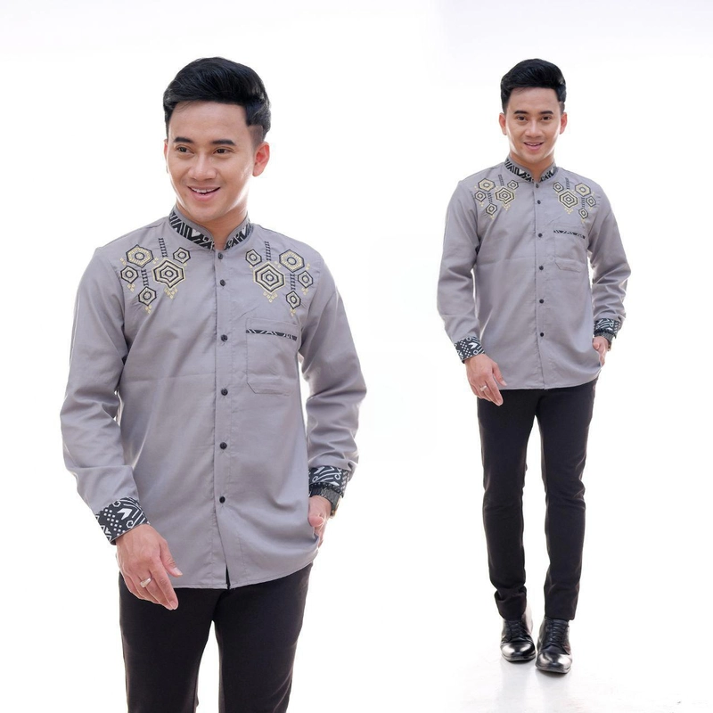 Product image Kois Batik - Baju Koko Pria Dewasa Bordir Terbaru Keran Motif Dida M abu