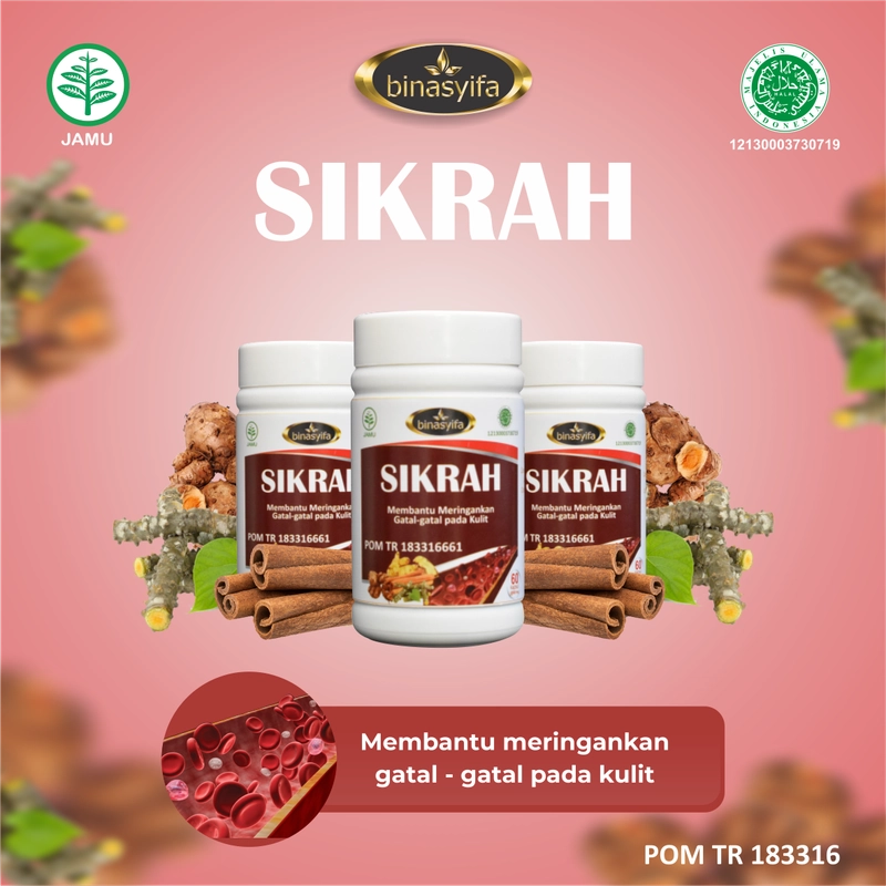 Product image SIKRAH Obat Gatal Gatal Kulit Alergi Gatel Obat Kurap Eksim Jamur Biduran Kadas BPOM Binasyifa 60 Ka 60 kapsul Herbal