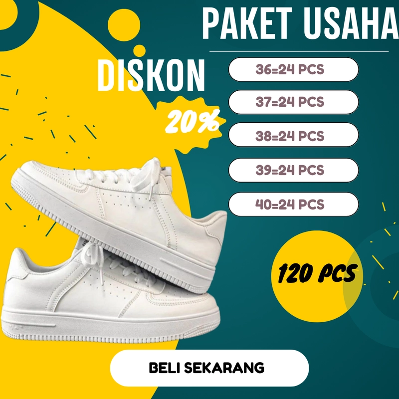 Product image Koekita - Paket Usaha Sepatu Kets Sneakers Wanita & Pria New BYS-04 PAKET 1 PUTIH